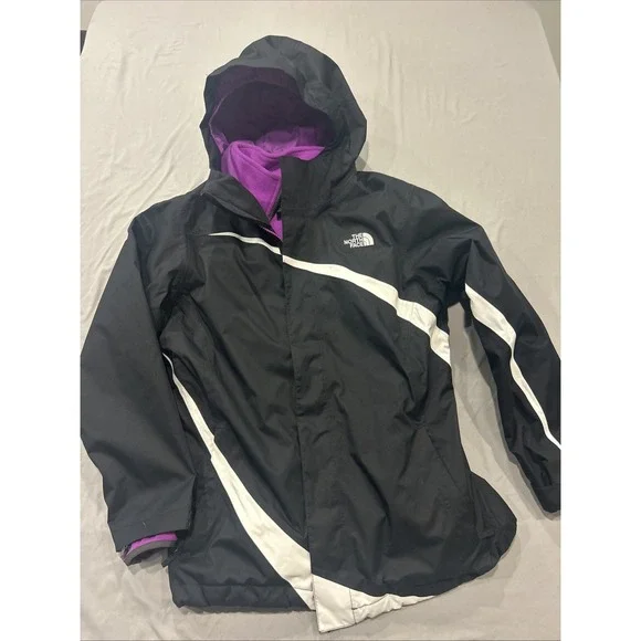The North Face Girls Size XL 18 Hyvent Jacket 3-in-1 Shell Black Pink Ski Rain - Picture 1 of 16